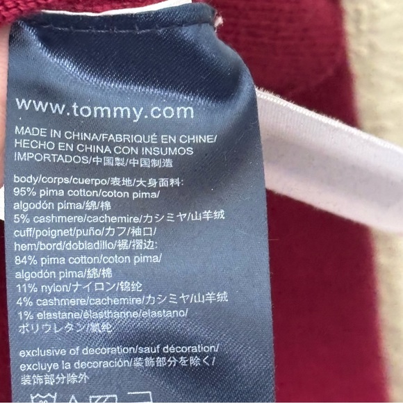 Tommy Hilfiger Pima Cotton Cashmere, V-neck Sweater in Burgundy. Men’s Large - Picture 8 of 8